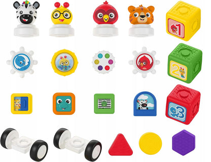 BABY EINSTEIN Connectables Click & Create klocki magnetyczne 20 sztuk kolorowy zestaw z magnesami, zwierzątkami i cyframi