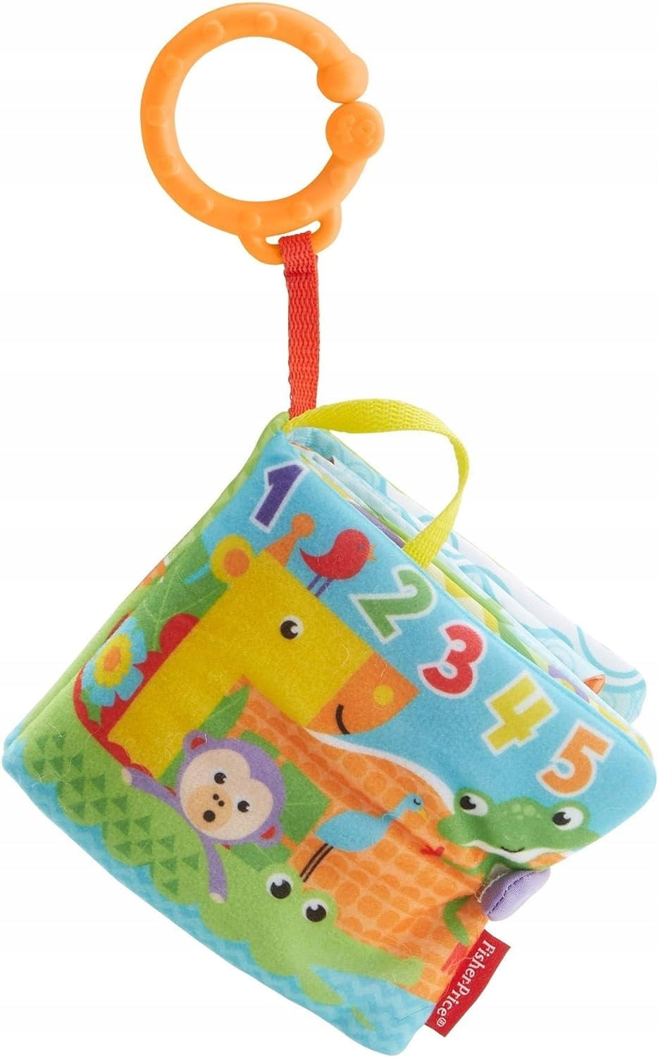 FISHER-PRICE FGJ40 książeczka sensoryczna aktywizująca ZAWIESZKA, kolorowa zabawka dla niemowląt z uchwytem