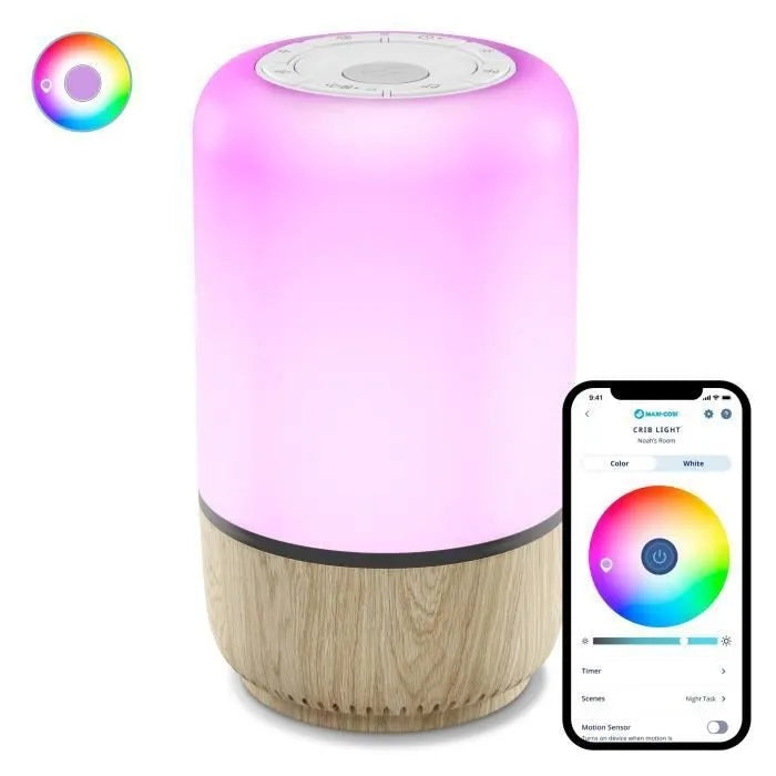 MAXI-COSI Soothe lampka nocna LED z głośnikiem aplikacja Connected Home