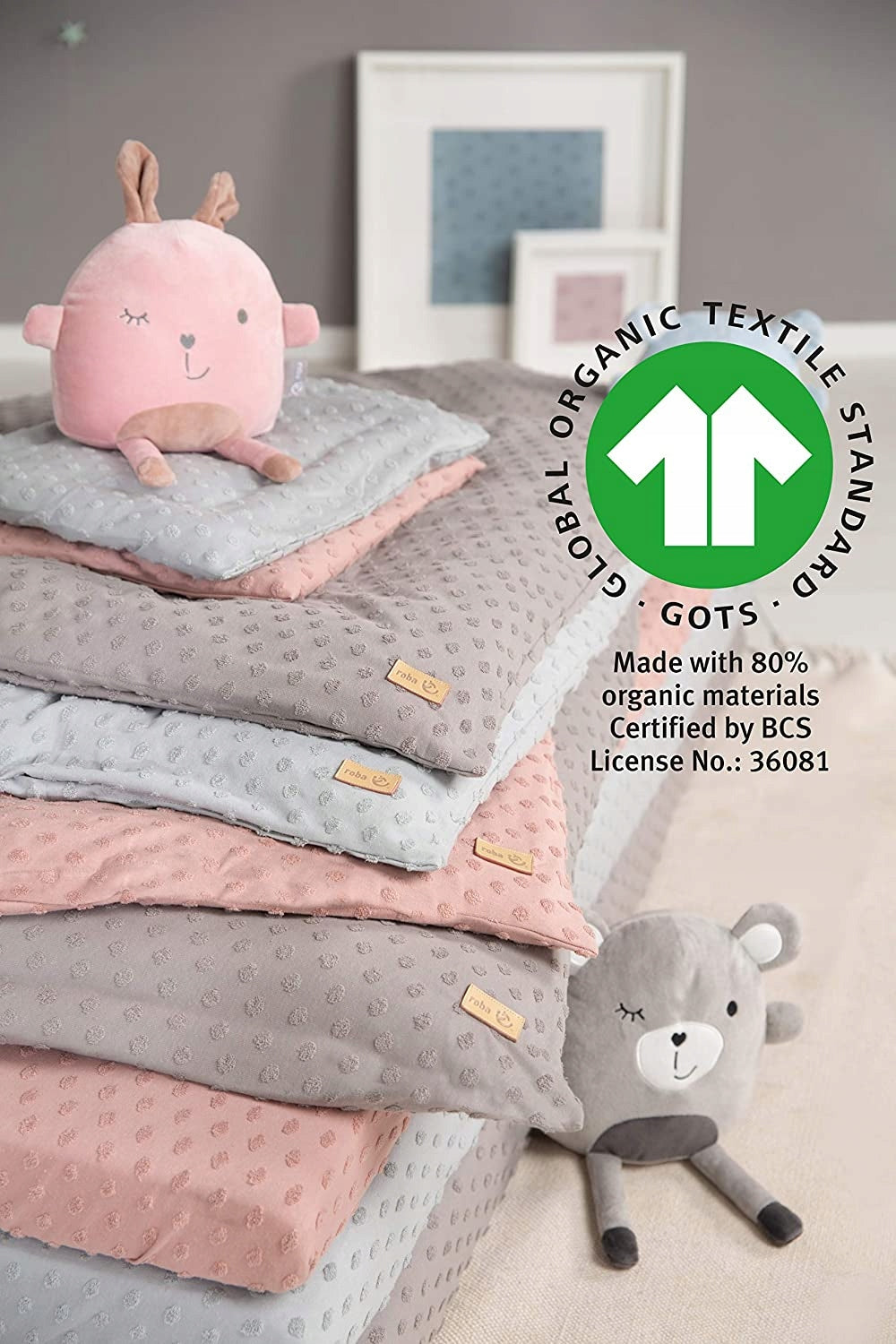ROBA pokrowiec na przewijak 75x85 Lil Planet, szary, bawełniany, GOTS, miękki i ekologiczny