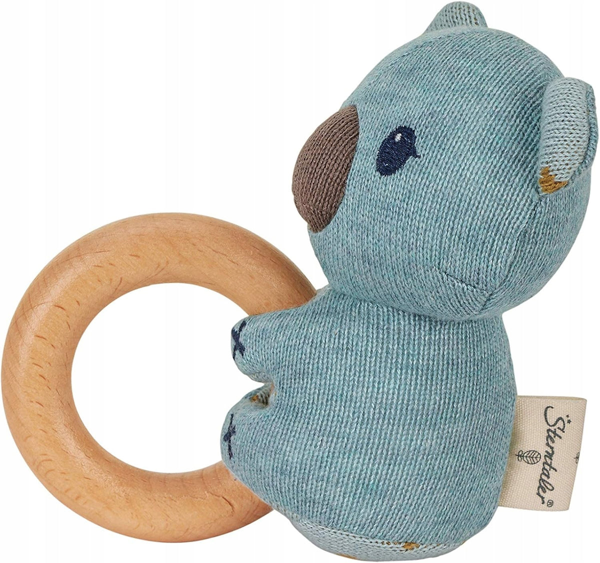 STERNTALER bawełniano-drewniany chwytak KOALA 12 cm "N niebieski gryzak dla niemowląt z drewna i bawełny