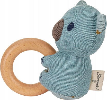 STERNTALER bawełniano-drewniany chwytak KOALA 12 cm "N niebieski gryzak dla niemowląt z drewna i bawełny