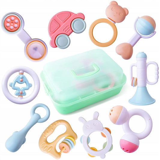 TOYABI Baby Rattles ensemble de 10 hochets + boîte de rangement