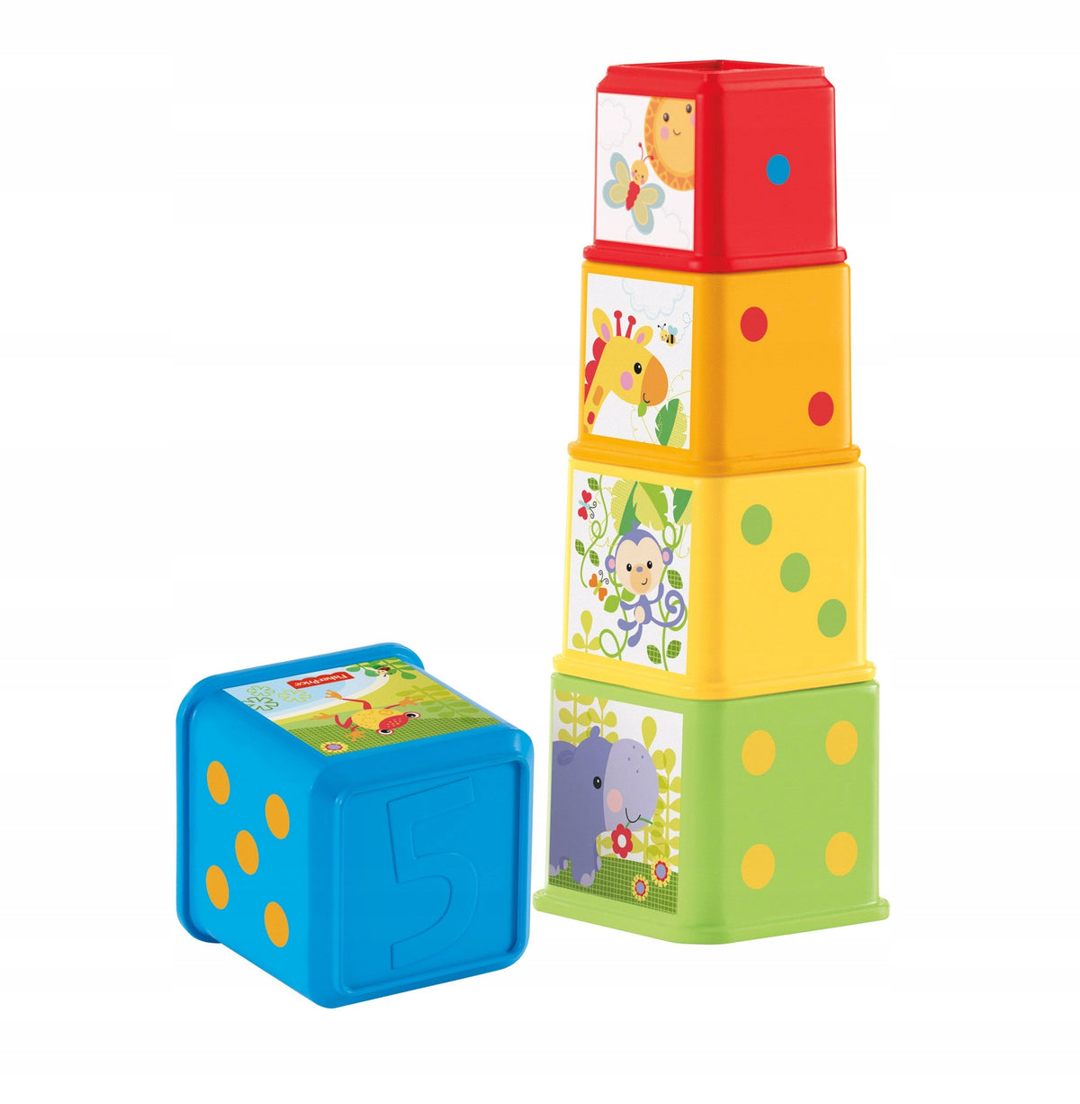FISHER-PRICE piramidka do układania ze zwierzątkami 5el. 6m+