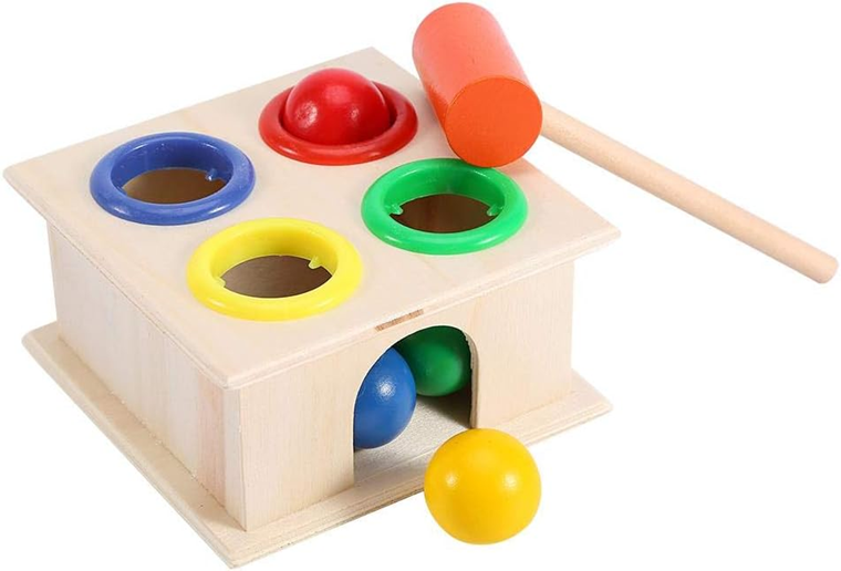 ZERODIS boîte en bois, marteau et boules 11 x 11 x 6 cm