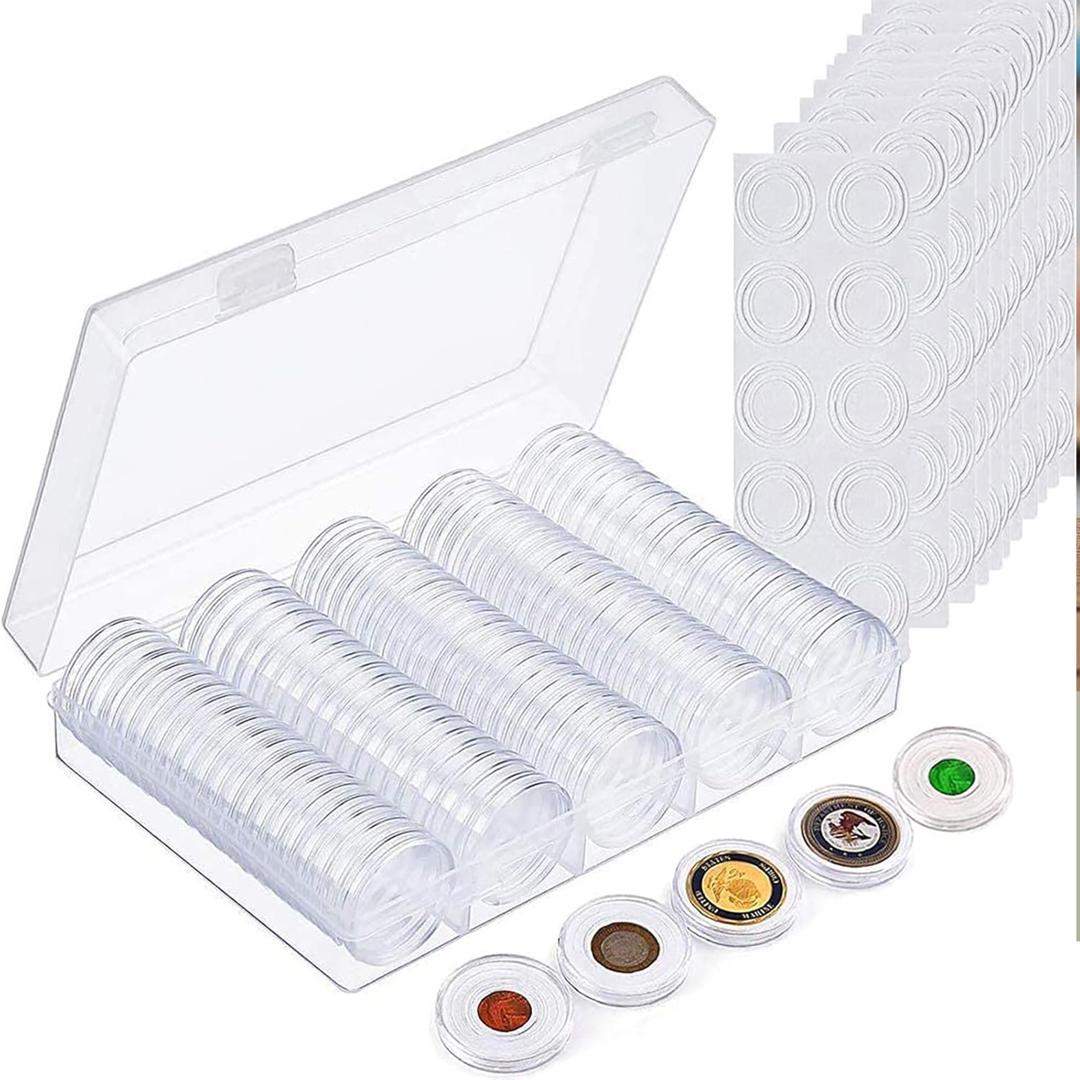 KYRIO 100 capsules pour pièces de monnaie + 90 joints en 5 tailles