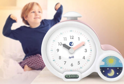 PABOBO Kid'Sleep BUDZIK EDUKACYJNY różowy, dziecięcy budzik do nauki wstawania z analogowym i cyfrowym wyświetlaczem