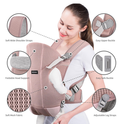 BEBAMOUR porte-bébé ergonomique jusqu'à 12kg 3-en-1