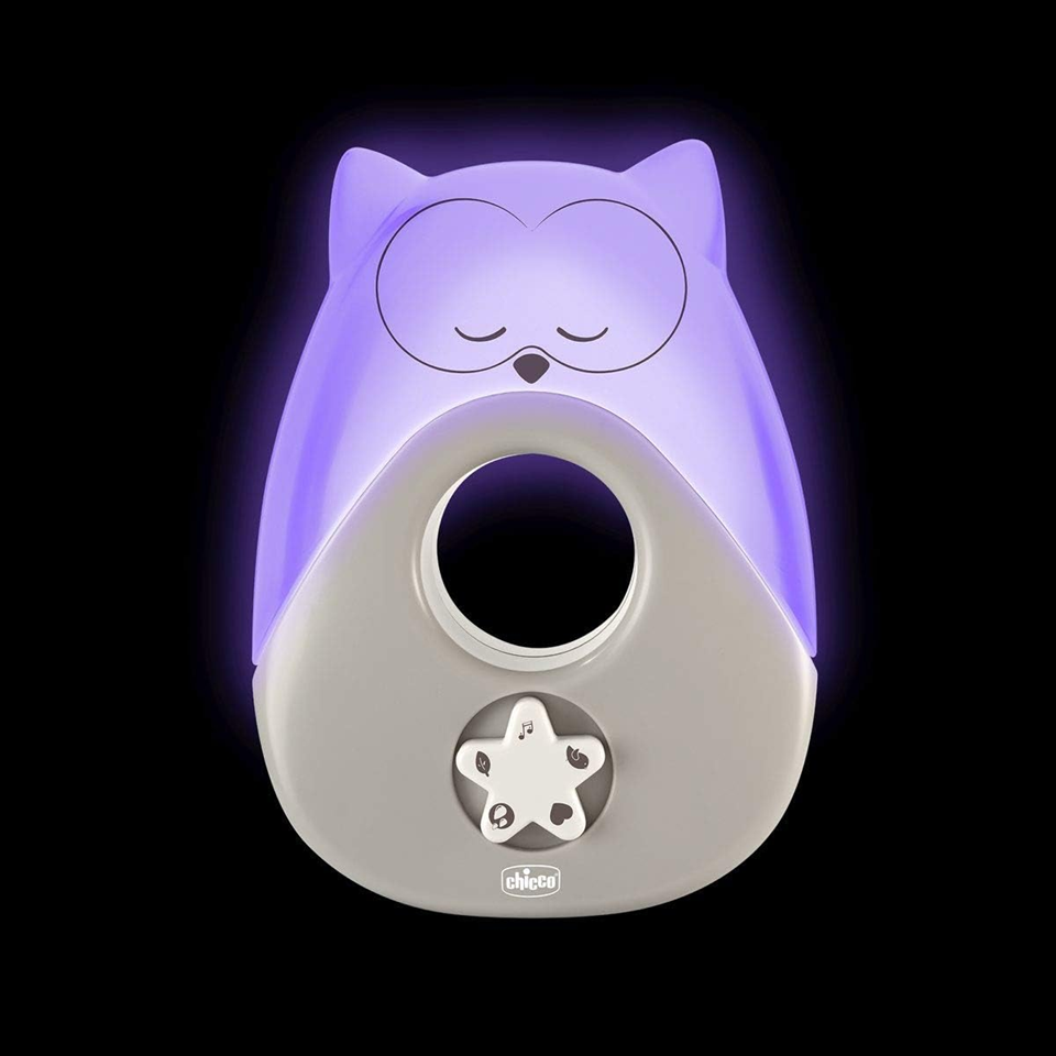 CHICCO Sweet Lights lampka nocna z melodiami i dźwiękami SOWA 13,5 x 18 cm