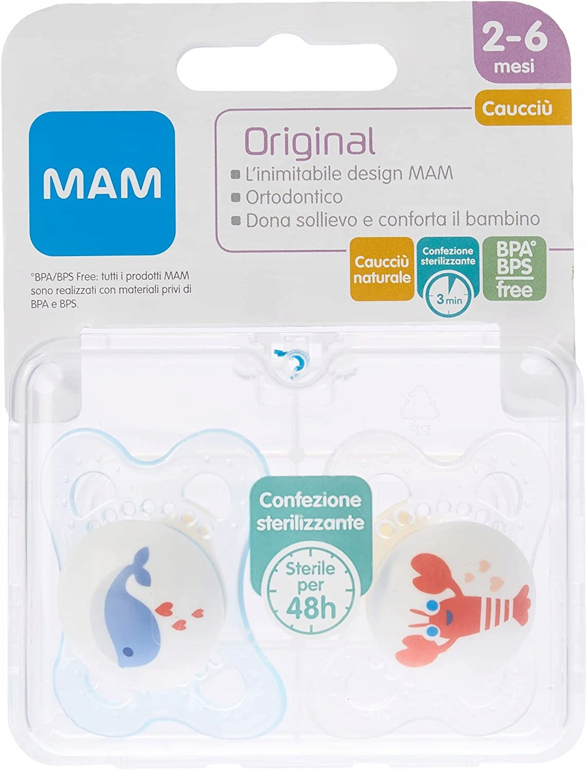 MAM ORIGINAL cumlík 2 – 6 mesiacov, sterilizačný box, GUMA