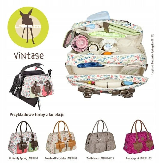 LASSIG Vintage Metro Bag torba na pieluchy i akcesoria + dodatki, elegancka torba vintage z kieszeniami i organizerem