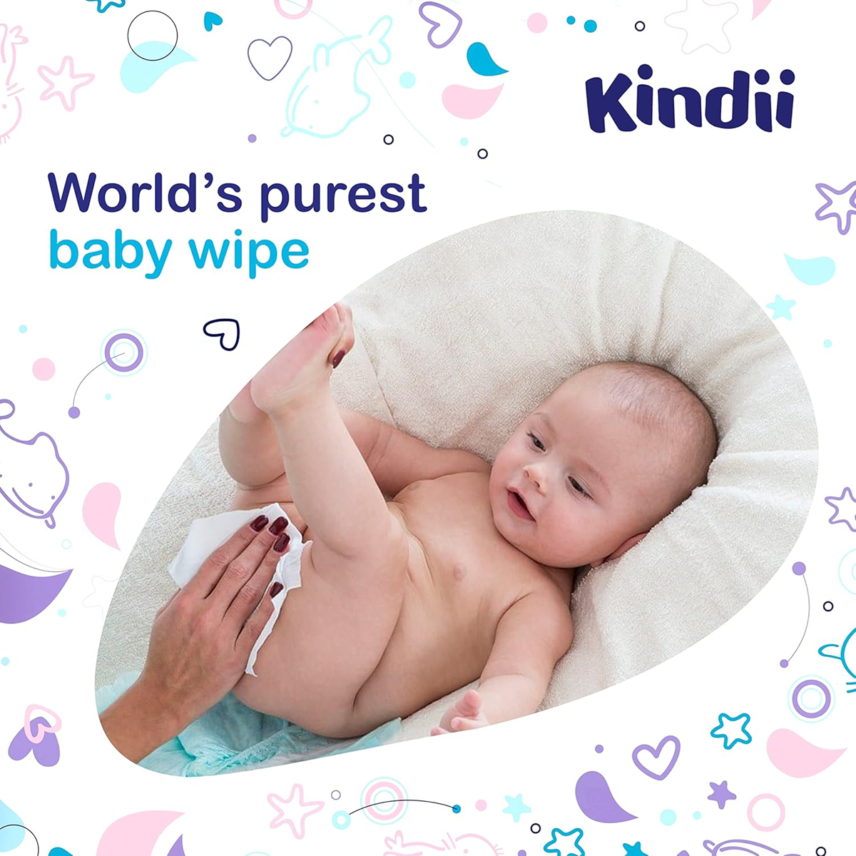 KINDII Pure Water 99 lingettes humides à l'eau x60