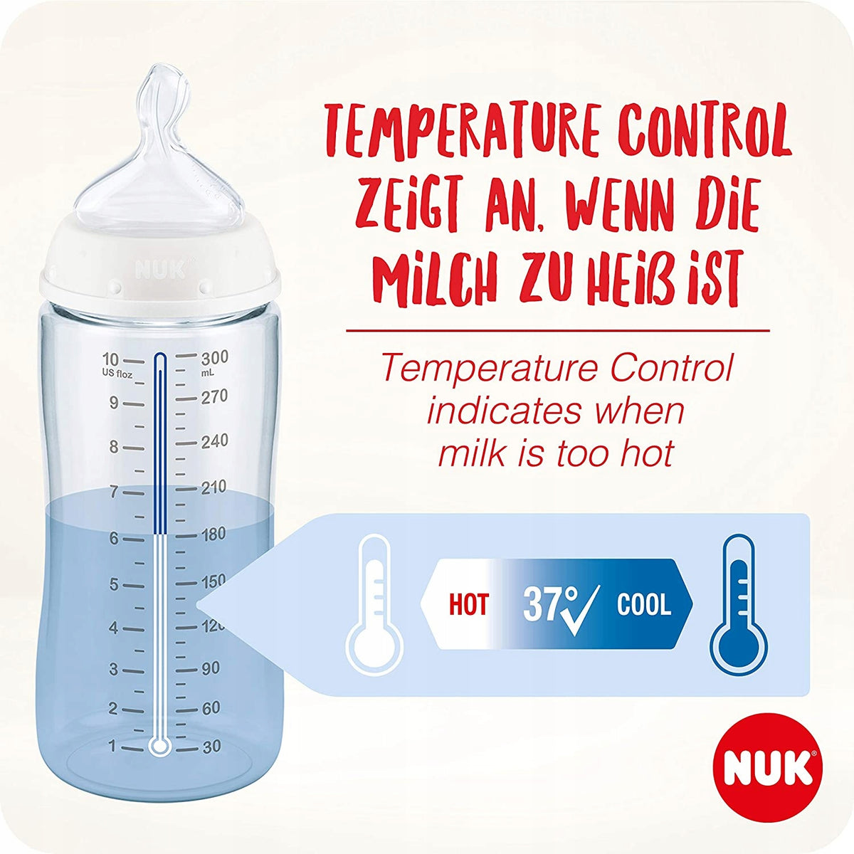 NUK NIGHT zestaw butelek 2x 300 ml KONTROLA TEMP.