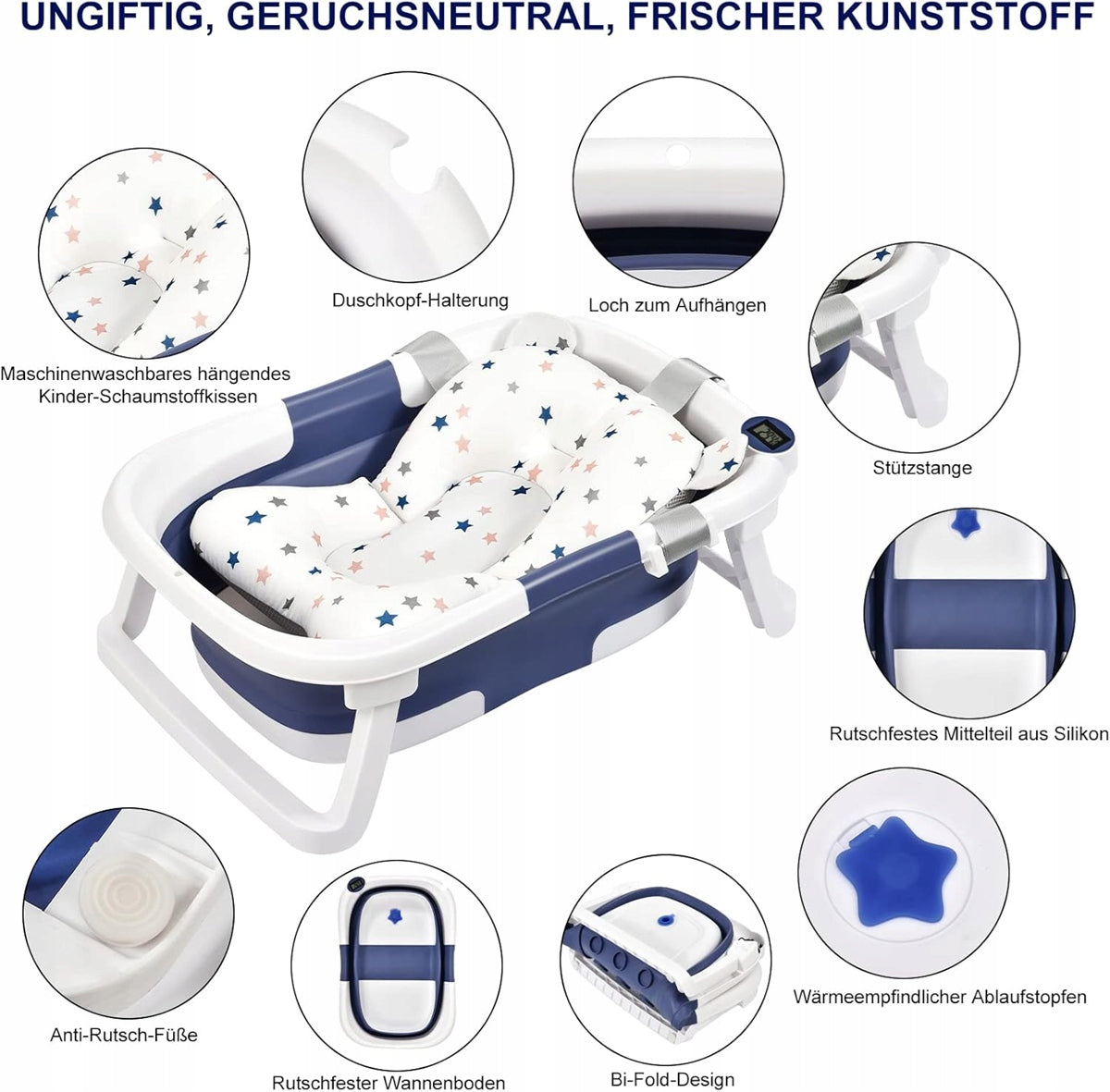 GLENMORE baignoire pliante avec vidange et thermomètre