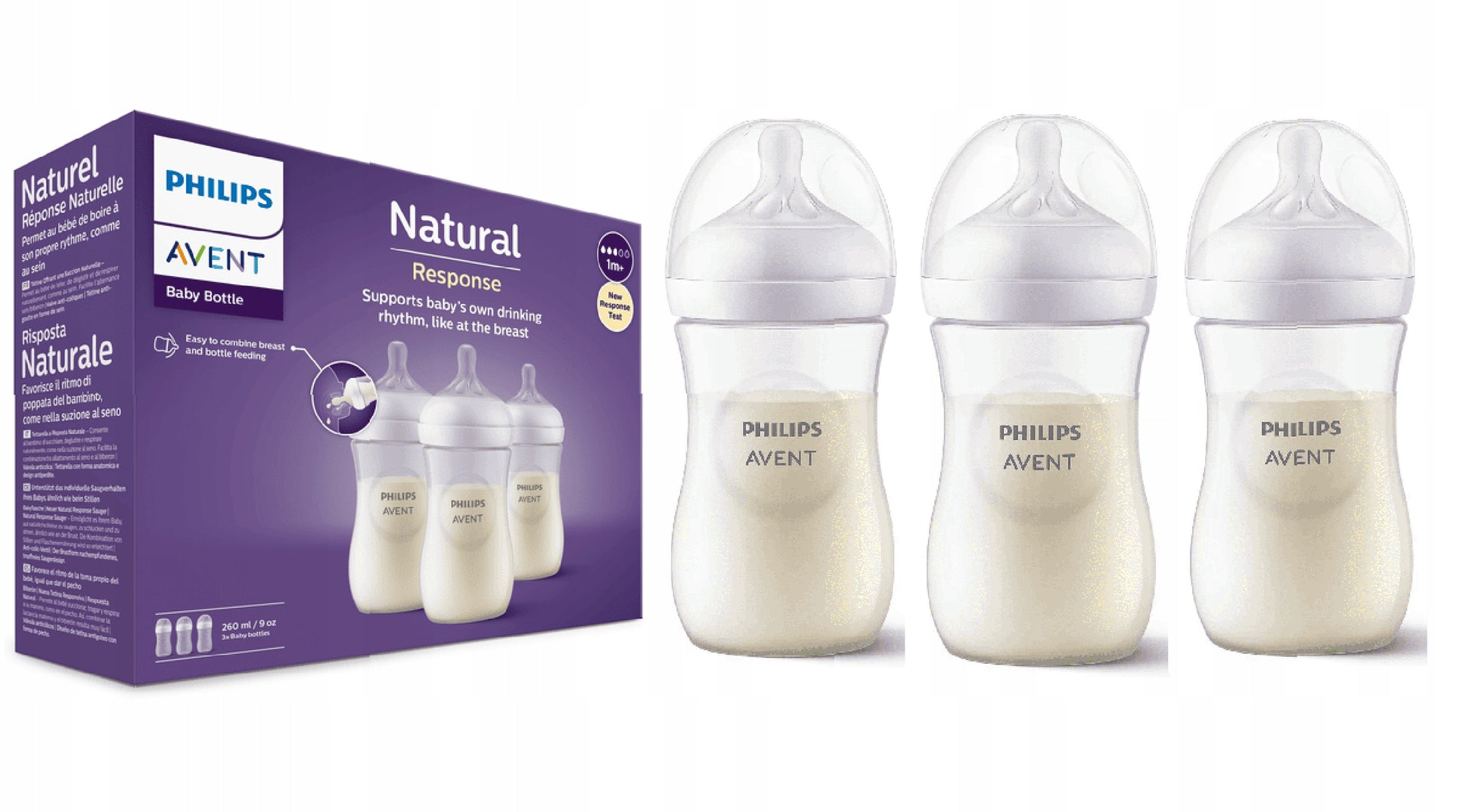 PHILIPS AVENT Natural RESPONSE biberon 260 ml 1 lună+ x3