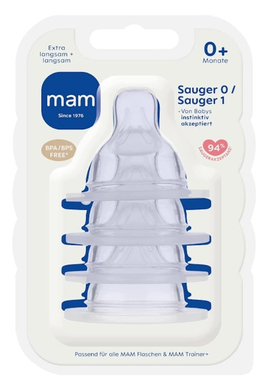 MAM tetină pentru biberon 0+ (măr. 1) flux lent x2