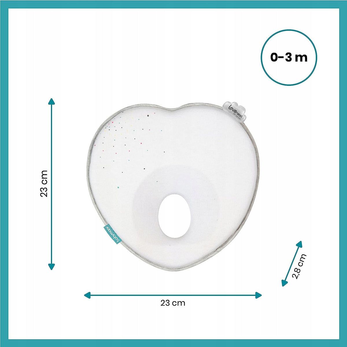 BABYMOOV Lovenest poduszka niemowlęca 0+ ORGANIC, poduszka 23 cm dla noworodka 0-3 m