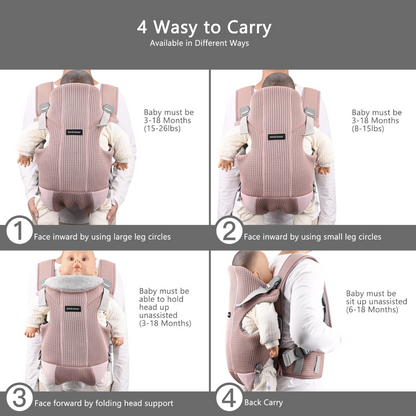 BEBAMOUR porte-bébé ergonomique jusqu'à 12kg 3-en-1