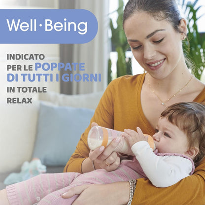 CHICCO butelka Well Being 4m+ 330ml, antykolkowa butelka dla niemowląt do codziennego karmienia