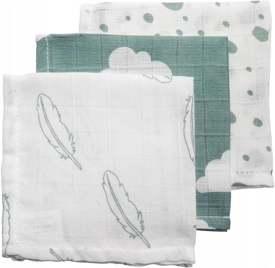 MEYCO BABY muślinowe pieluszki 30 x 30 cm 3 sztuki – wielofunkcyjne pieluszki 100% bawełna dla niemowląt