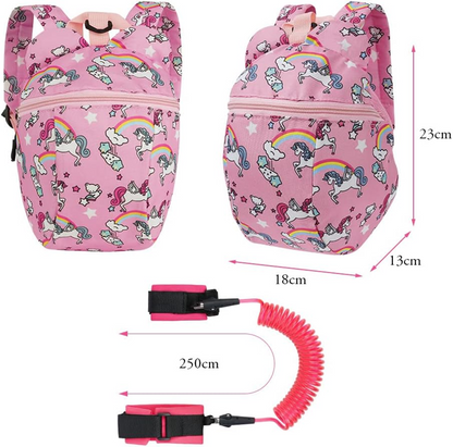 AOMIG sac à dos avec ceinture de sécurité + laisse bracelet pour poignet LICORNE