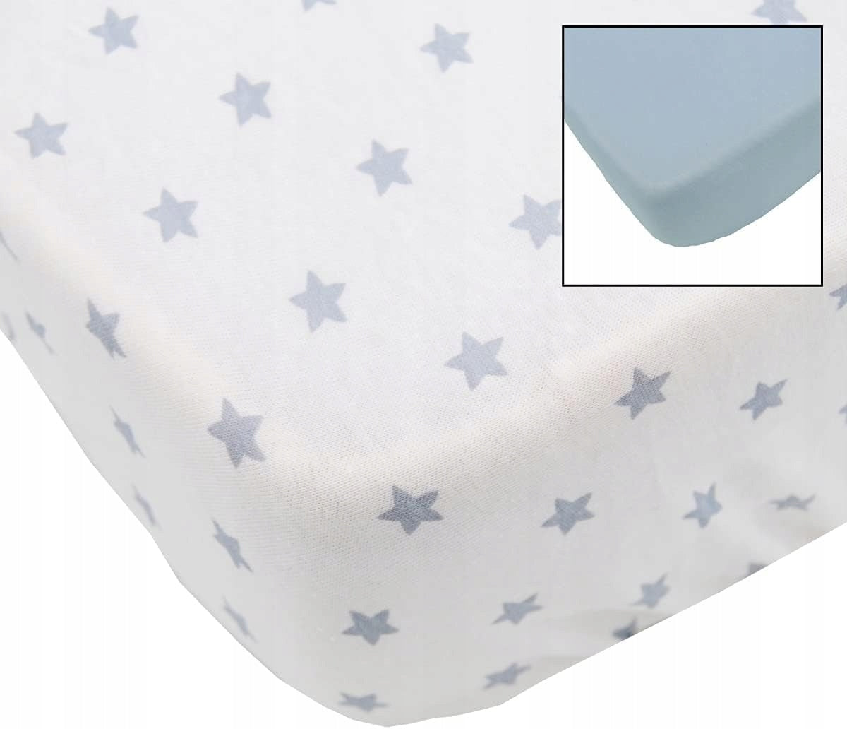 BABY CALIN prześcieradło z gumką x2 120x60 białe w gwiazdki, Oeko-Tex, pranie 40°C