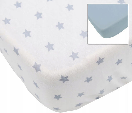 BABY CALIN prześcieradło z gumką x2 120x60 białe w gwiazdki, Oeko-Tex, pranie 40°C