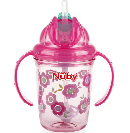 NUBY Flip-it Cup gobelet anti-fuite avec paille 12 m+ 240 ml