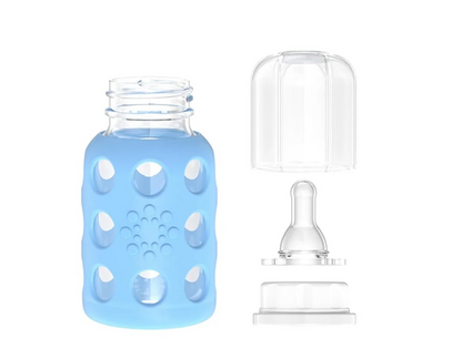 LifeFactory bouteille en verre avec étui 120 ml 3 m+ tétine 1