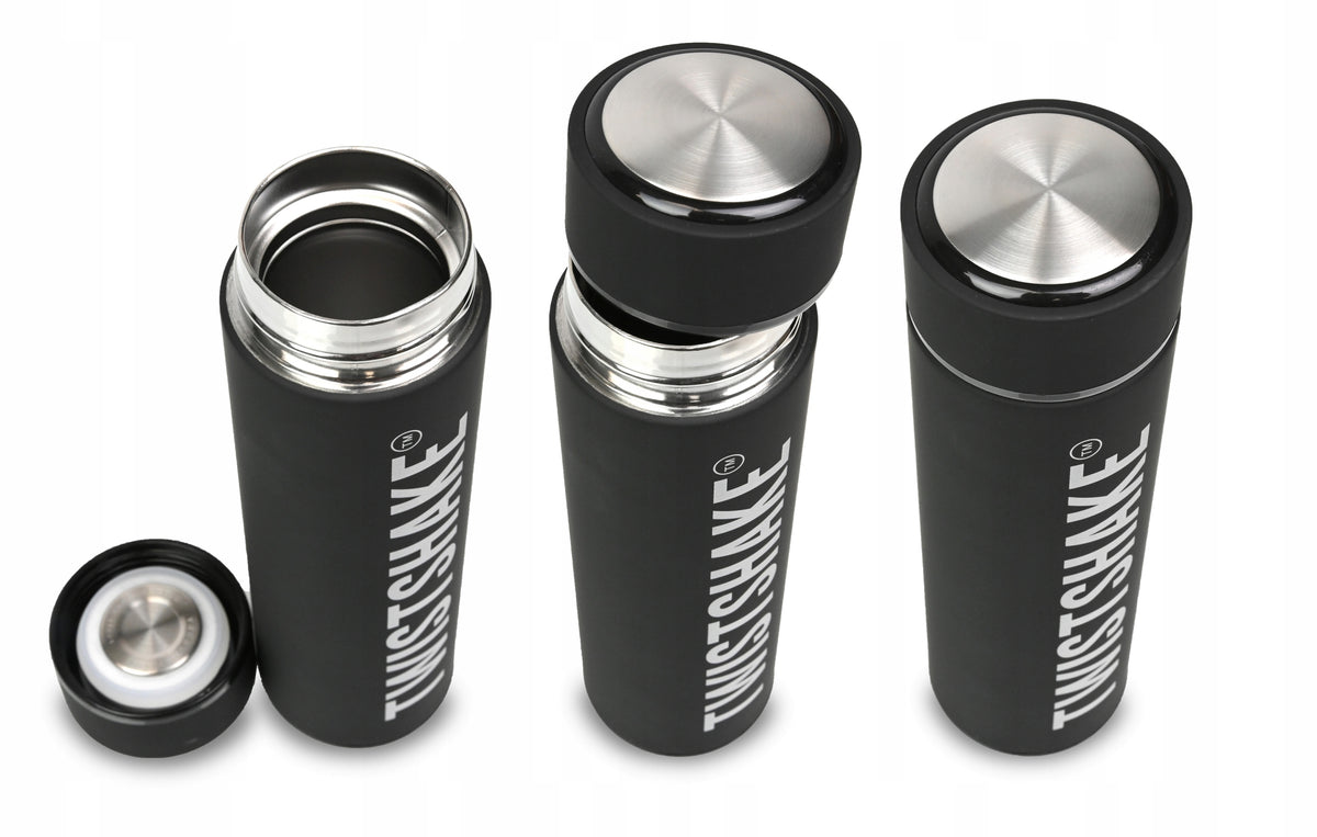 TWISTSHAKE HOT OR COLD termos ze stali nierdzewnej 420 ml, czarny termos izolowany BPA free