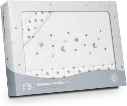 INTERBABY komplet pościeli do łóżeczka 60x120 cm Coralina, 3-częściowy komplet pościeli niemowlęcej z mikrofibry polarowej