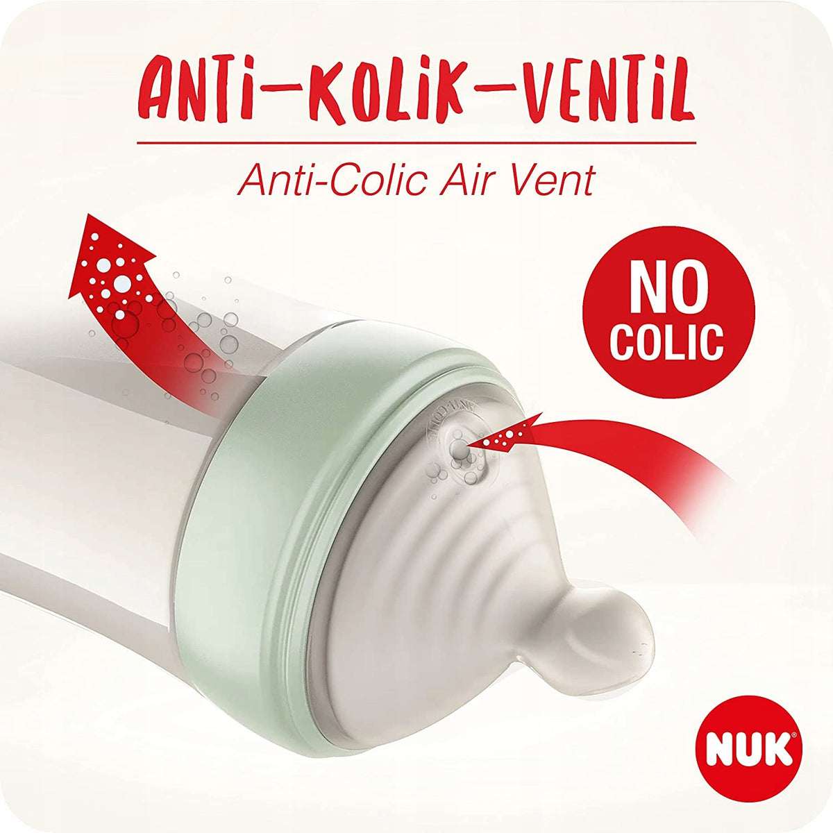 NUK Nature Sense zestaw butelek 3x, wiek 6-18 m z antykolkowym zaworem Anti-Colic Air Vent