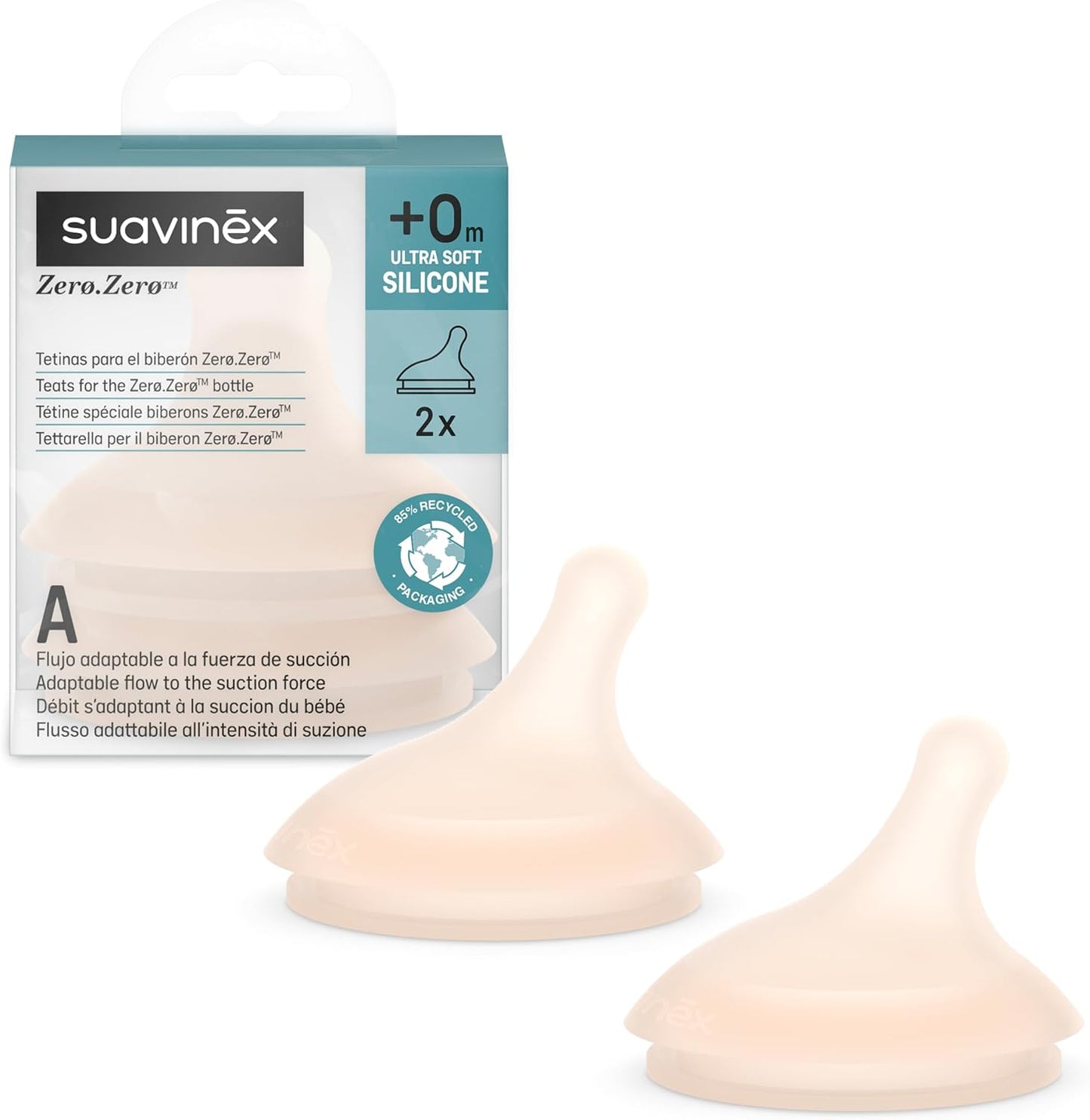 SUAVINEX Zero Zero cumlík na fľašu (A) Adaptable Flow 0 m+ x2