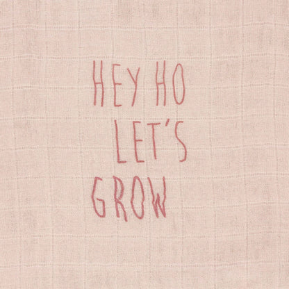 LASSIG bambusowe OTULACZE 120x120, wielofunkcyjny otulacz z napisem HEY HO LET'S GROW