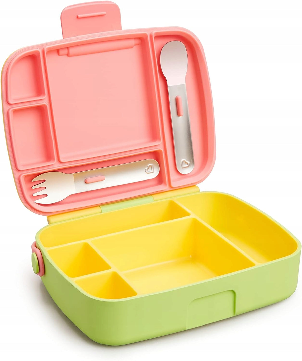 MUNCHKIN Bento Box Caja de Almuerzo con Cubiertos, 5 compartimentos