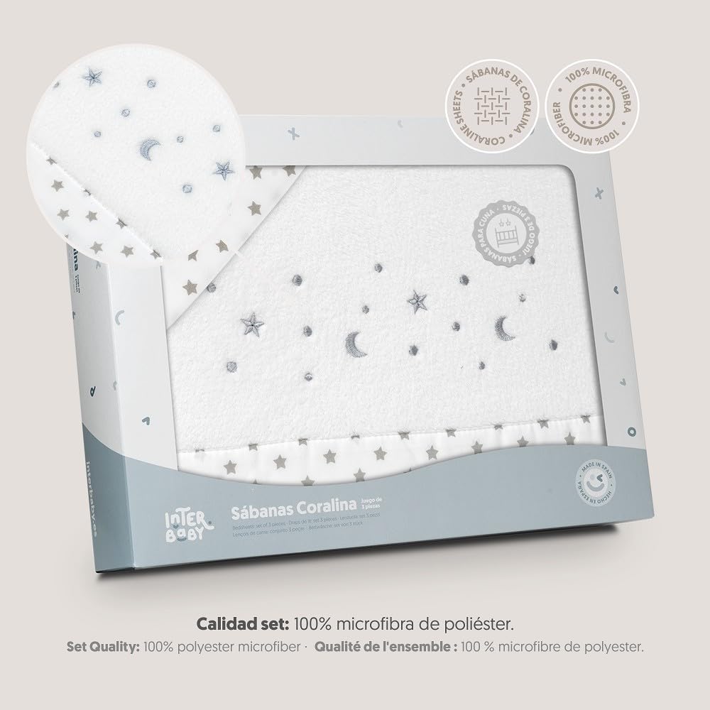 INTERBABY komplet pościeli do łóżeczka 60x120 cm Coralina, 3-częściowy zestaw z mikrofibry polar koralowy