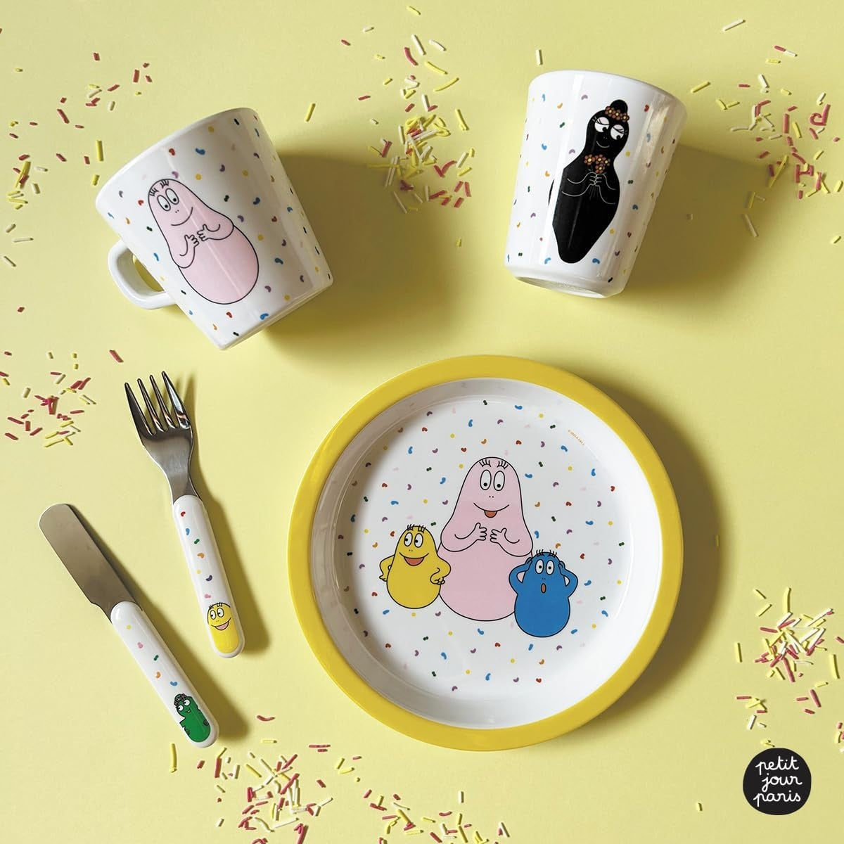 PETIT JOURS PARIS - assiette à dessert pour enfants BARBAPAPA, 18 cm