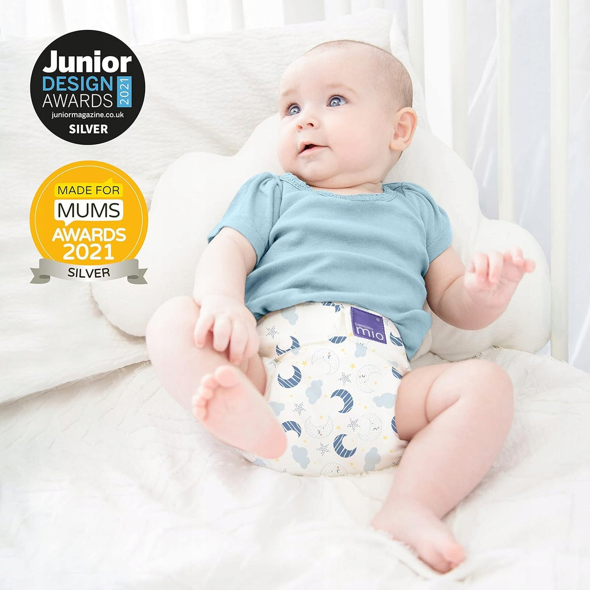 BAMBINO MIO otulacz na pieluchę 9kg+ żyrafy, niebieski otulacz wielorazowy dla niemowląt