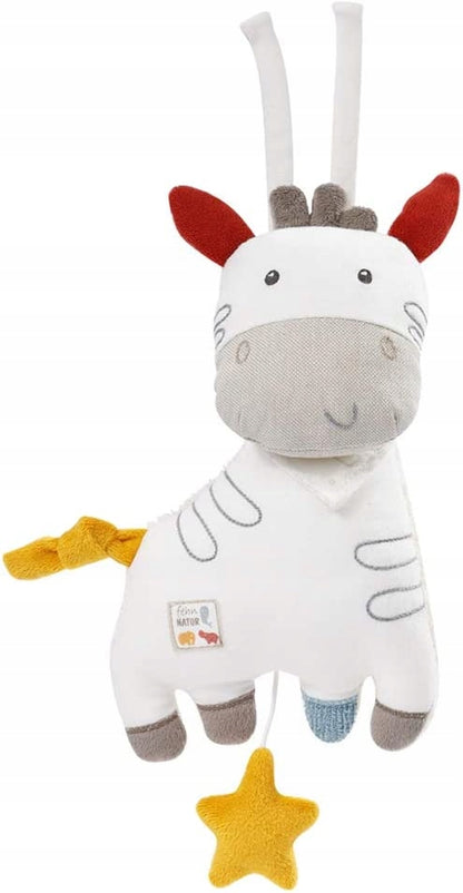 FEHN NATURE zebra di peluche con carillon in cotone biologico