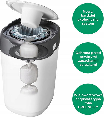 TOMMEE TIPPEE Twist&Click kosz na pieluchy z ekologicznym systemem i ochroną przed zapachami oraz zarazkami