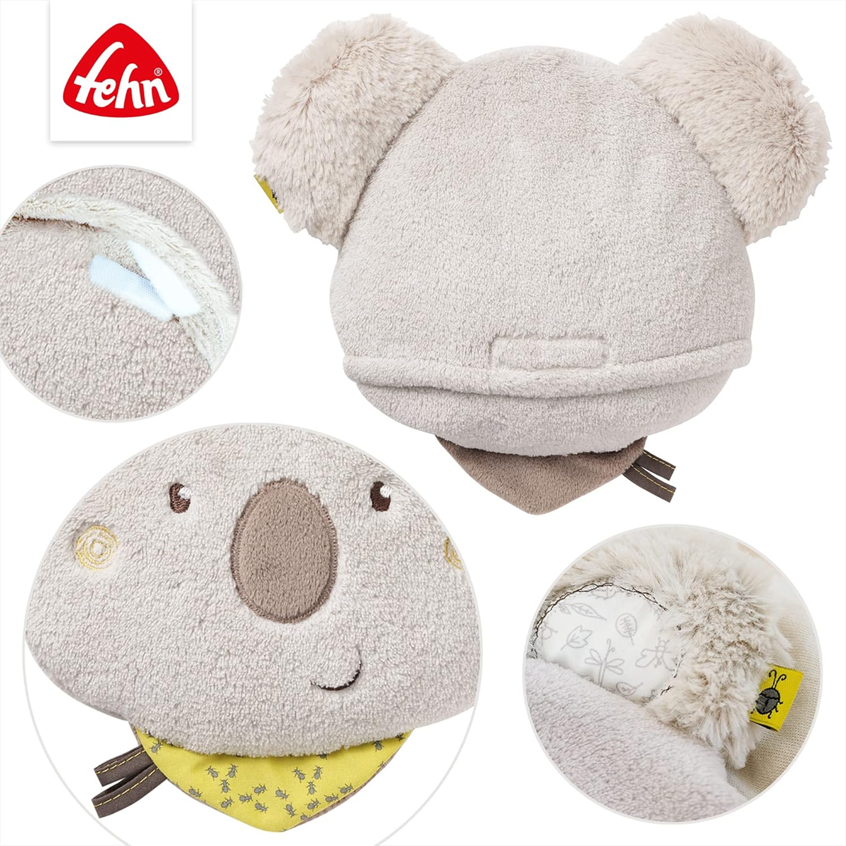 FEHN Koala Australia plysvarmepude med kirsebærsten 20 x 20 cm