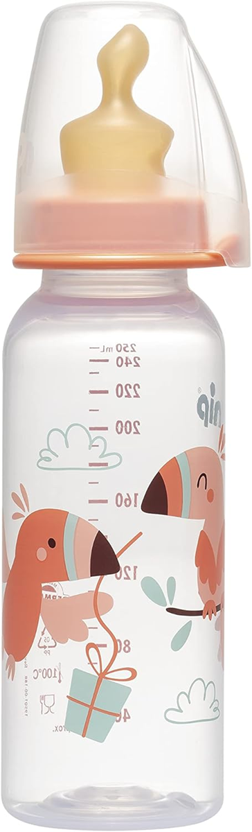 Biberon NIP avec tétine en latex taille M débit moyen 240 ml