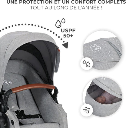 KINDERKRAFT B-TOUR 3w1 wózek wielofunkcyjny do 22kg + fotelik MINK PRO – DARK GREY – zdjęcie 6