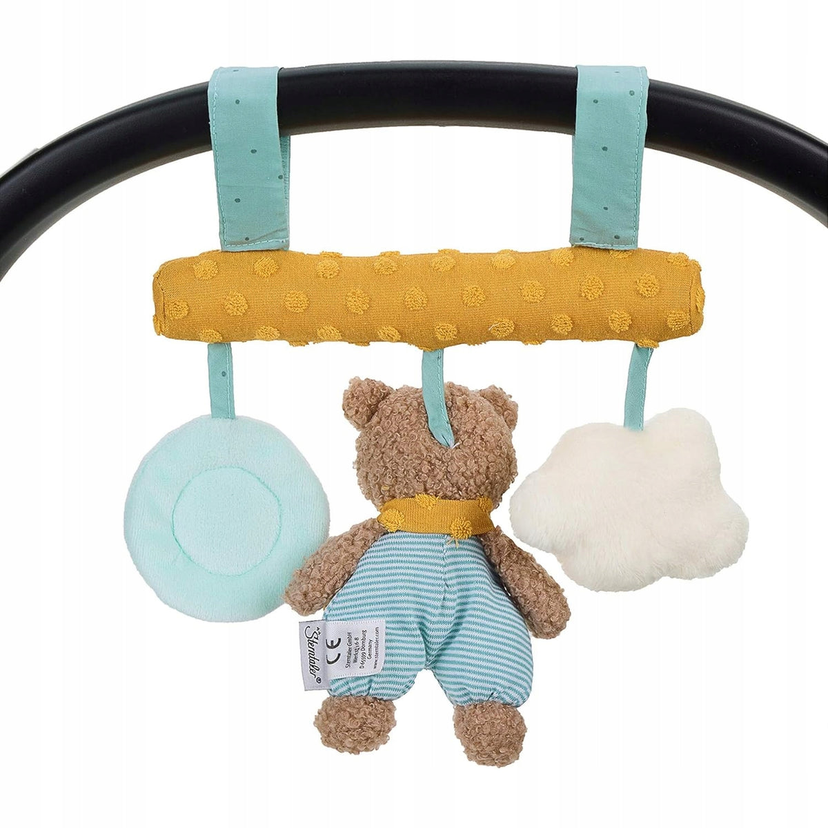 STERNTALER trapez zawieszka z grzechotką do wózka MIŚ BEN "N z misiem, chmurką i kółkiem, zabawka 0+