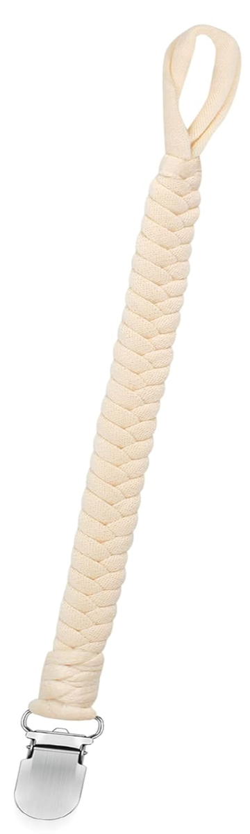 ANNHAO chaîne en coton pour tétine avec clip 22 cm BEIGE
