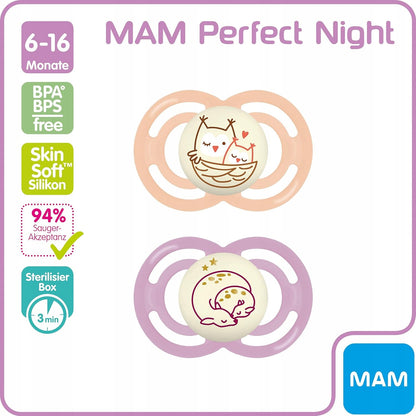 MAM Perfect Night smoczek uspokajający x2 6-18msc + box