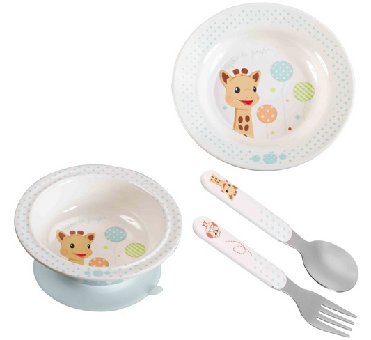 SOPHIE LA GIRAFE set de vaisselle 4 pièces.