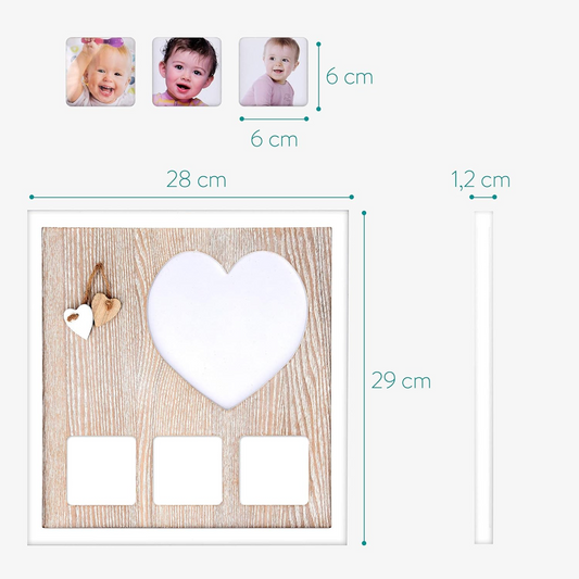 NAVARIS cadre photo, empreintes de main et de pied 28x29 cm + coussin encreur