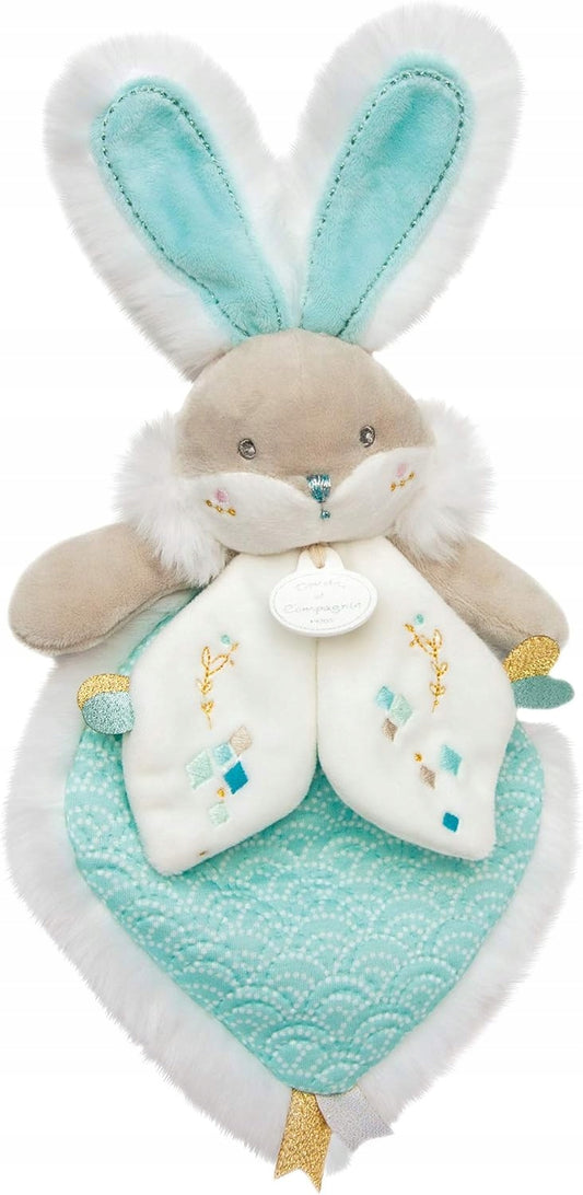 DOUDOU et Compagnie komforter przytulanka KRÓLIK biało-niebieski z miejscem na smoczek