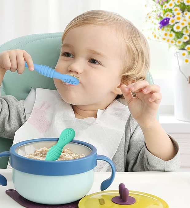 VICLOON ensemble de cuillères en silicone pour aliments solides, 4 pièces, 11 cm
